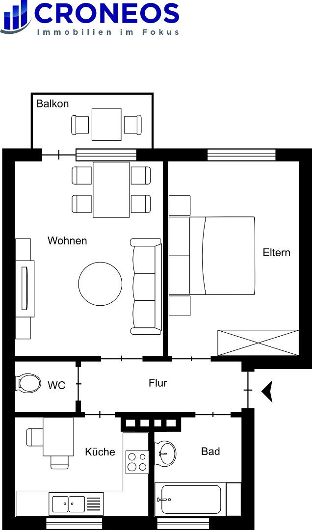 Terrassenwohnung zur Miete 420 € 2 Zimmer 45,8 m²<br/>Wohnfläche 1.<br/>Geschoss ab sofort<br/>Verfügbarkeit Trift 32 Übriges Stade Stade 21682