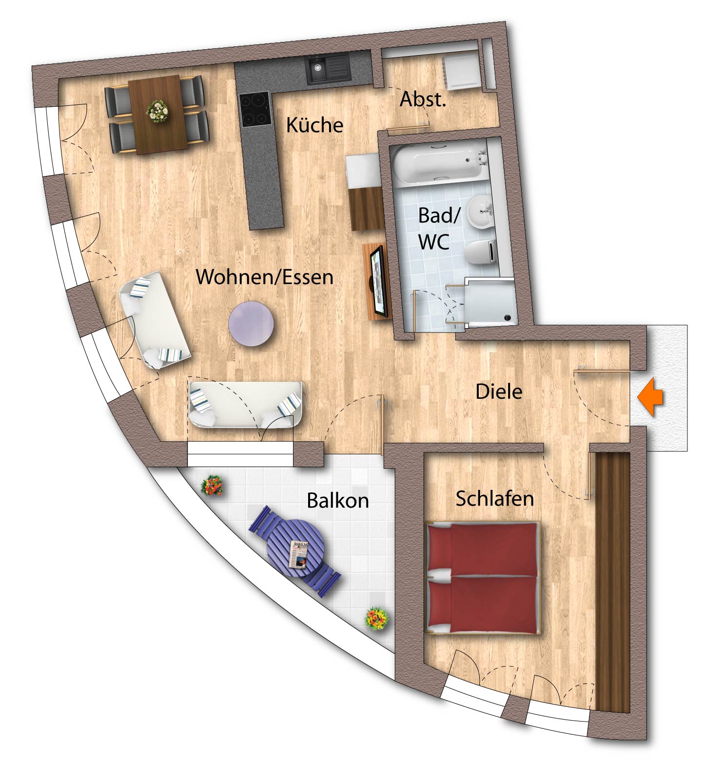 Penthouse zur Miete 660 € 2 Zimmer 69,5 m²<br/>Wohnfläche 5.<br/>Geschoss 01.04.2025<br/>Verfügbarkeit Wittenberger Str. 20b Hohepfortestraße Magdeburg 39106