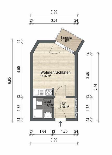 Studio zum Kauf 43.680 € 1 Zimmer 21,8 m²<br/>Wohnfläche Bad Klosterlausnitz 07639