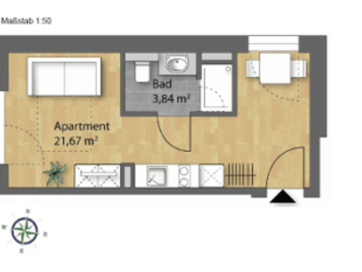 Studio zum Kauf - Neubau provisionsfrei 214.900 € 1 Zimmer 25,5 m² 4. Geschoss Friedenstraße 8 Kumpfmühl-Ziegetsdorf-Neuprüll Regensburg 93051
