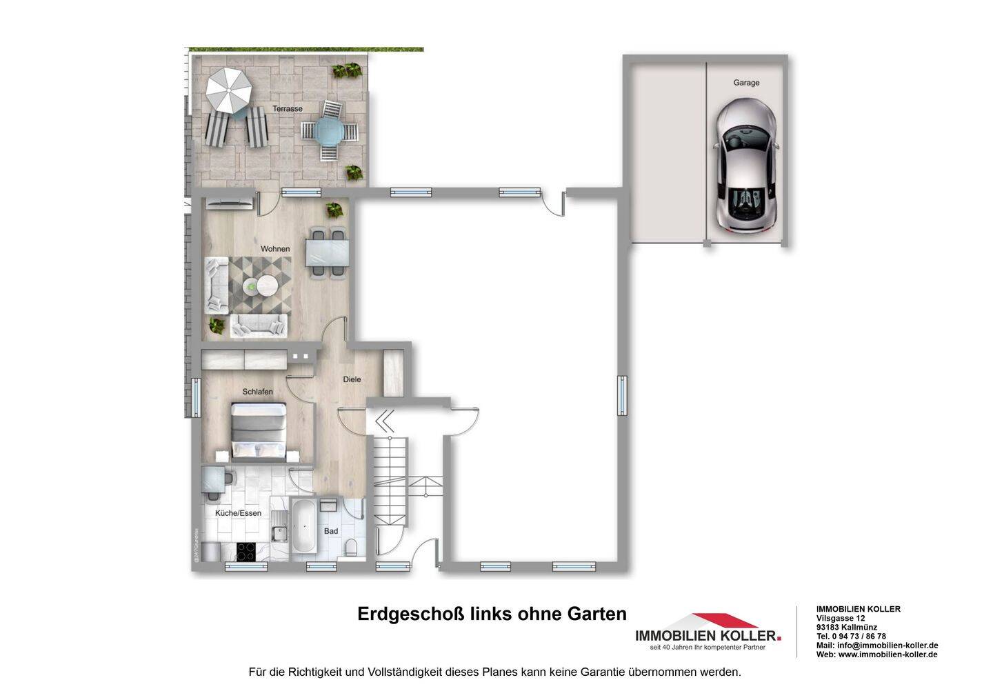 Immobilie in Kallmünz - renov.-bed. 2-Zi/Kü/Bad-ETW im EG mit überdachter Terrasse  - Bild 1