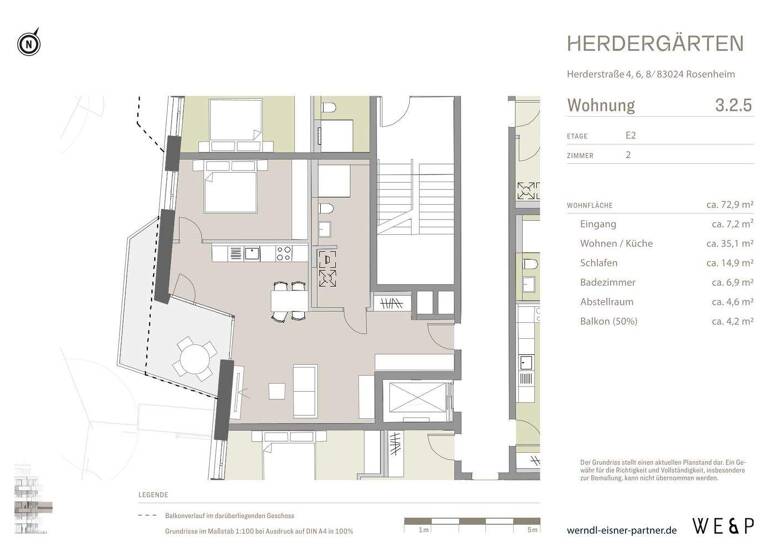 Wohnung zur Miete - Erstbezug 1.315 € 2 Zimmer 73,1 m² 2. Geschoss frei ab 01.06.2026 West Rosenheim 83024