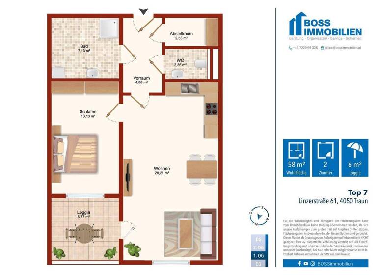 Wohnung zum Kauf - Erstbezug 274.000 € 2 Zimmer 58,3 m² 1. Geschoss Linzerstraße 61 Traun 4050