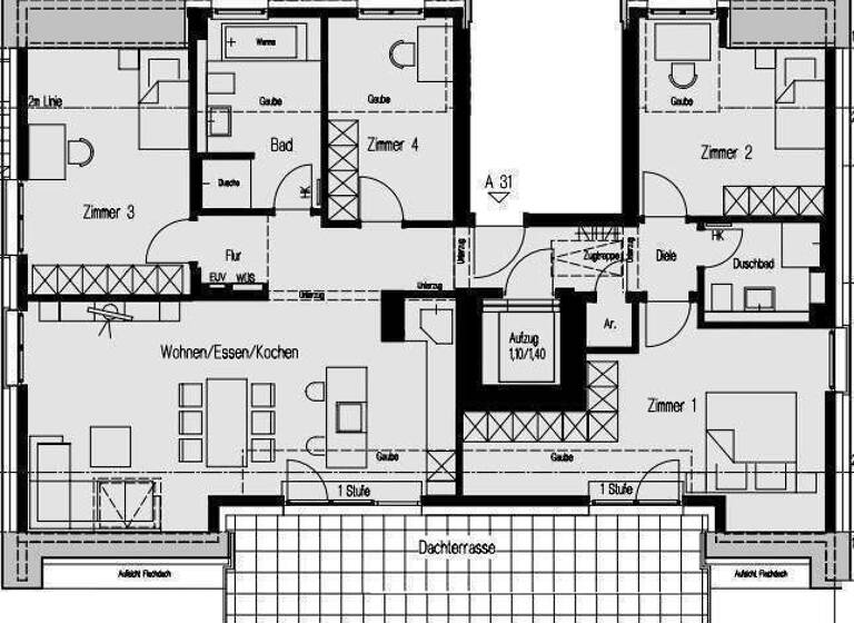 Penthouse zum Kauf - Erstbezug provisionsfrei 939.000 € 5 Zimmer 132 m² 3. Geschoss frei ab sofort Biebrich Wiesbaden 65203