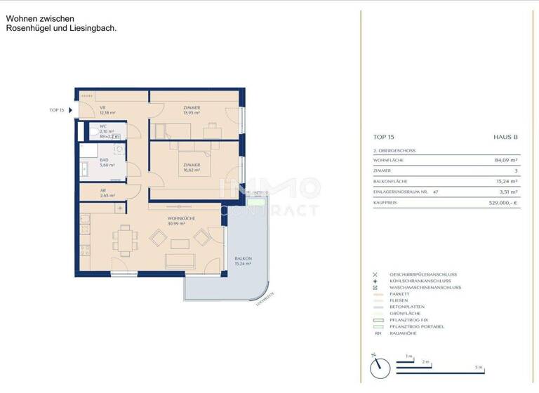 Wohnung zum Kauf - Erstbezug provisionsfrei 529.000 € 2 Zimmer 84,1 m² 2. Geschoss Wien 1230
