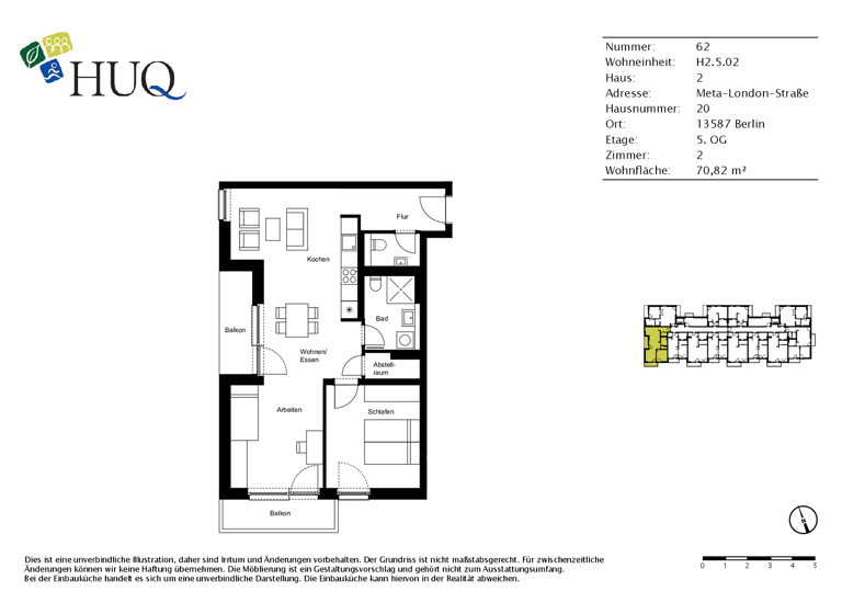 Wohnung zur Miete - Erstbezug 1.630 € 2 Zimmer 70,8 m² 5. Geschoss Meta-London-Straße 20 Spandau Berlin 13587