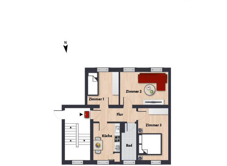 Wohnung zur Miete 450 € 3 Zimmer 57,1 m² 1. Geschoss frei ab 01.06.2026 Rilkehof 1 Innenstadt Wolfsburg 38440