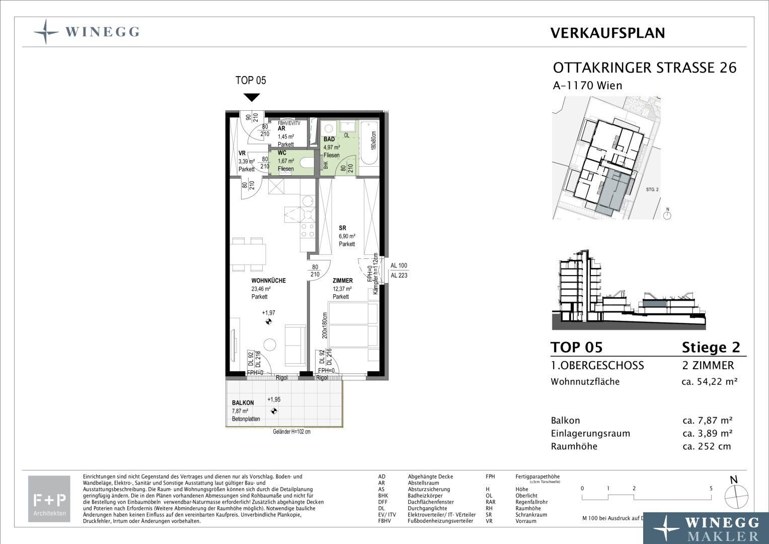 Wohnung zum Kauf 351.100 € 2 Zimmer 54,2 m²<br/>Wohnfläche 1.<br/>Geschoss Ottakringer Straße 26 Wien 1170