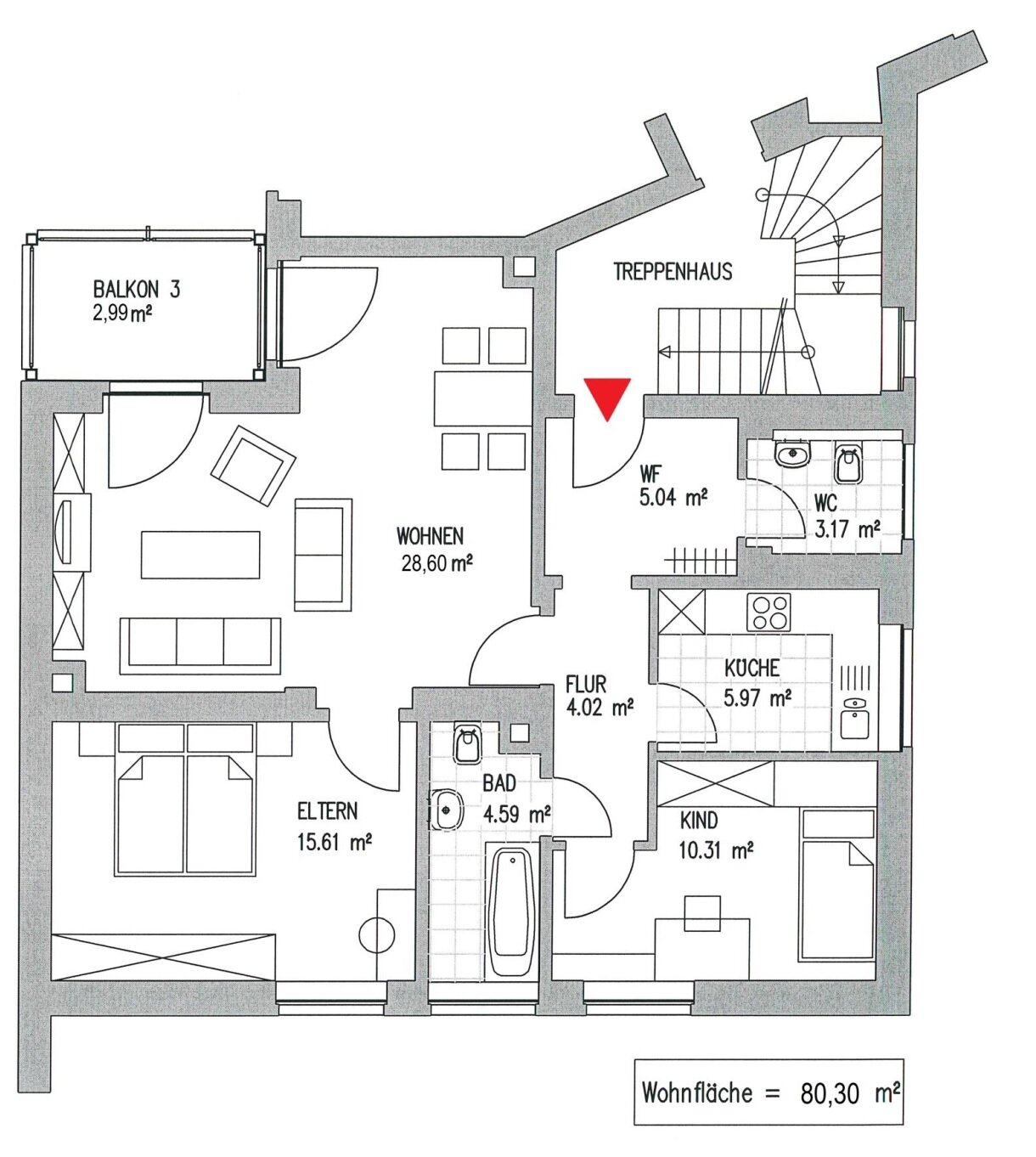 Wohnung zur Miete 860 € 3 Zimmer 80,2 m²<br/>Wohnfläche 2.<br/>Geschoss 01.12.2024<br/>Verfügbarkeit Am Zuckmantel 10 Wahren Leipzig 04159