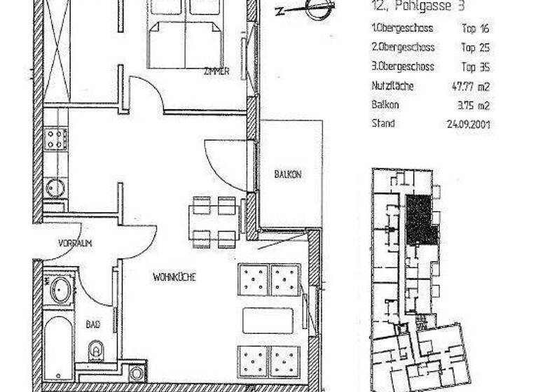 Wohnung zur Miete 695 € 2 Zimmer 47,8 m² 3. Geschoss Pohlgasse 3 Wien 1120