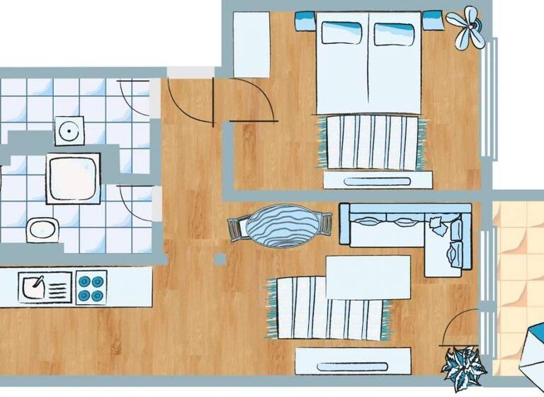 Wohnung zur Miete 376 € 2 Zimmer 59,7 m² 3. Geschoss Rosa-Luxemburg-Allee 23 Hohenstücken Brandenburg 14772