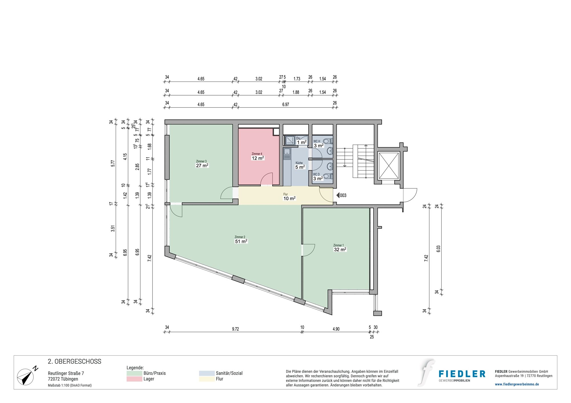 Bürofläche zur Miete provisionsfrei 142 m²<br/>Bürofläche Reutlinger Straße 7 Südstadt Tübingen 72072