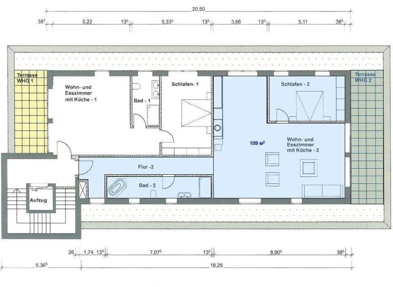 Penthouse zur Miete - Erstbezug 1.200 € 2 Zimmer 109 m² 2. Geschoss frei ab sofort Kirchditmold Kassel 34130
