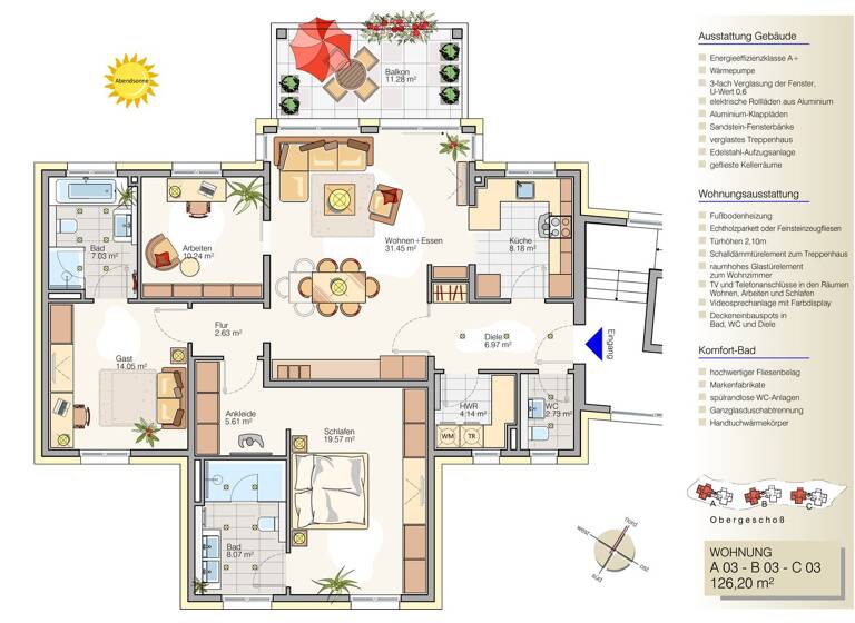 Wohnung zum Kauf - Erstbezug provisionsfrei 624.000 € 4 Zimmer 126 m² 1. Geschoss Mühlstraße 18a-c Bad Dürkheim 67098
