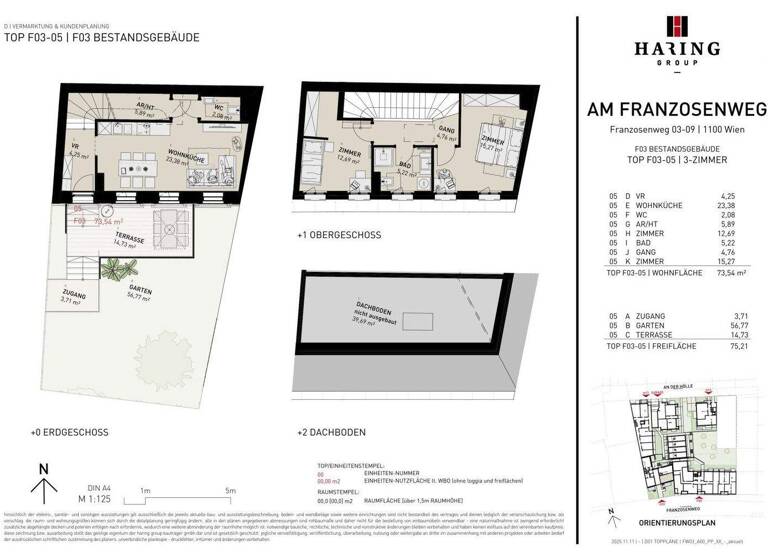 Reihenmittelhaus zum Kauf - Erstbezug 553.500 € 3 Zimmer 73,5 m² Franzosenweg 3-5 Wien 1100