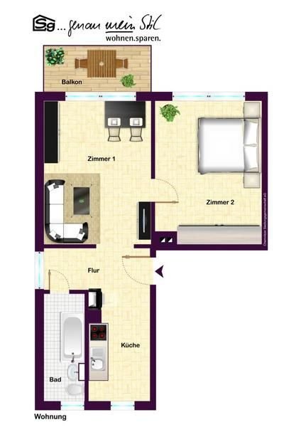 Wohnung zur Miete 290 € 2 Zimmer 48 m²<br/>Wohnfläche 2.<br/>Geschoss ab sofort<br/>Verfügbarkeit Achatstraße 32 Altendorf 923 Chemnitz 09116