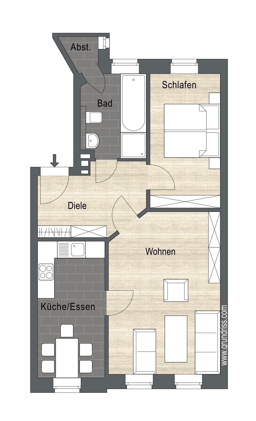 Wohnung zur Miete 929 € 2 Zimmer 65 m²<br/>Wohnfläche 3.<br/>Geschoss Angerstraße 6 Altlindenau Leipzig 04177