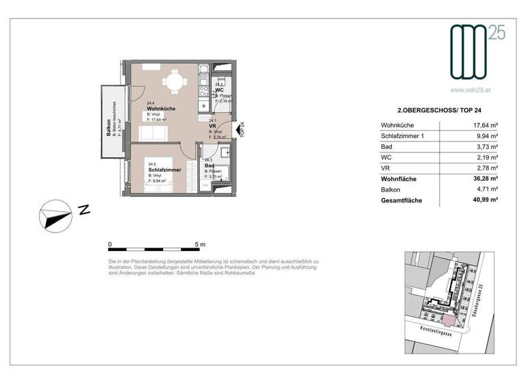 Wohnung zur Miete - Erstbezug 760 € 2 Zimmer 36,3 m² 2. Geschoss frei ab 01.07.2026 Odoakergasse 25 Wien 1160