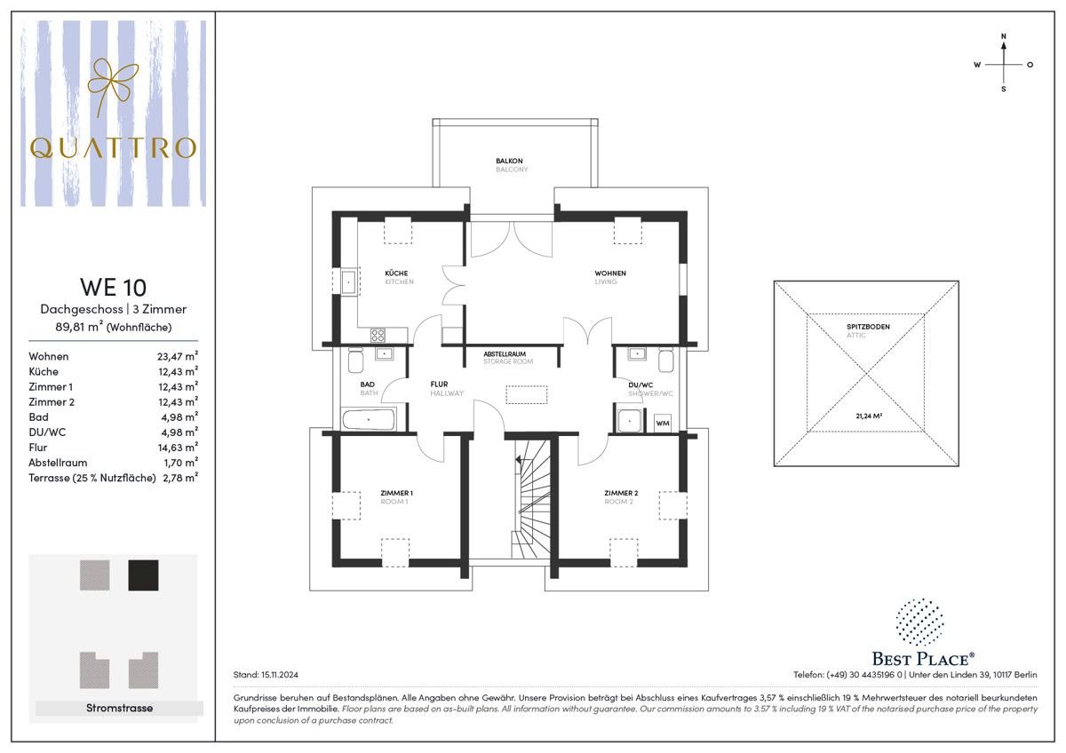 Wohnung zum Kauf 260.000 € 4 Zimmer 89,8 m²<br/>Wohnfläche 2.<br/>Geschoss Stromstraße 41a Bohnsdorf Berlin 12526