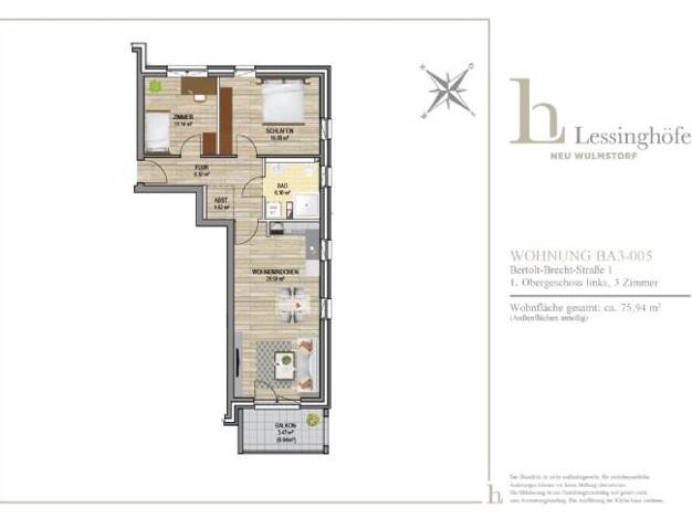 Wohnung zur Miete 999 € 3 Zimmer 75,9 m² 1. Geschoss Neu Wulmstorf 21629