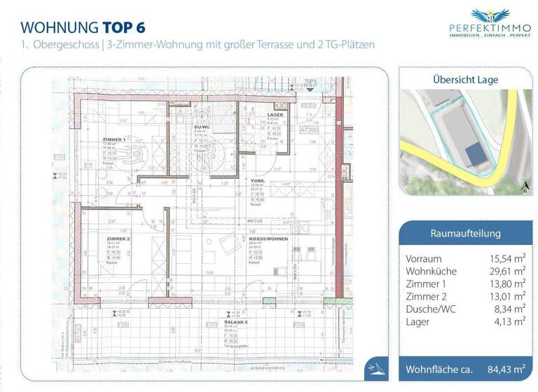Terrassenwohnung zum Kauf 340.000 € 3 Zimmer 84,4 m² 1. Geschoss Fließ 6500