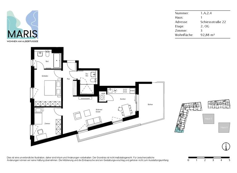 Wohnung zur Miete - Erstbezug 1.486 € 3 Zimmer 92,9 m² 2. Geschoss Schiessstraße 22 Heerdt Düsseldorf 40549