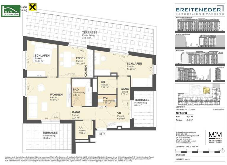 Wohnung zum Kauf - Erstbezug provisionsfrei 551.650 € 4 Zimmer 80,2 m² 2. Geschoss Tokiostraße 5A Wien 1220