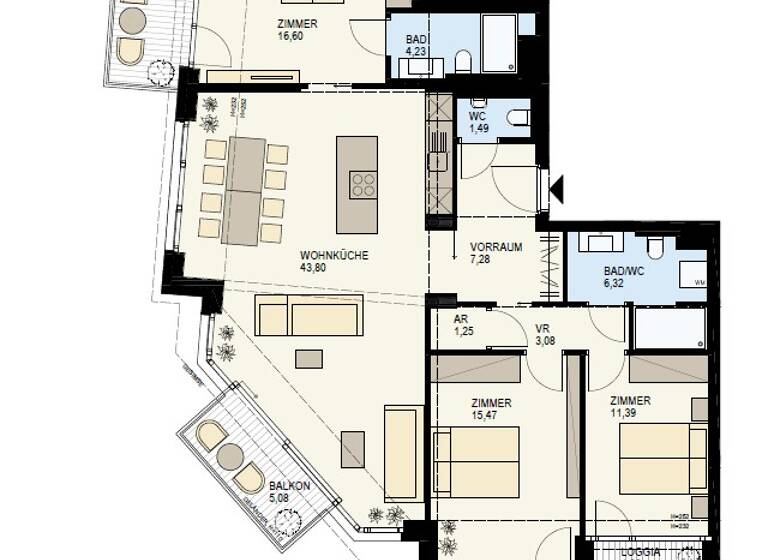 Wohnung zum Kauf - Erstbezug 1.440.900 € 4 Zimmer 112,7 m² 6. Geschoss frei ab 01.12.2026 Wien / Wien 3., Landstraße 1030