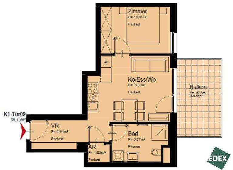 Wohnung zur Miete 684 € 2 Zimmer 1. Geschoss frei ab 01.01.2026 Wien 1220