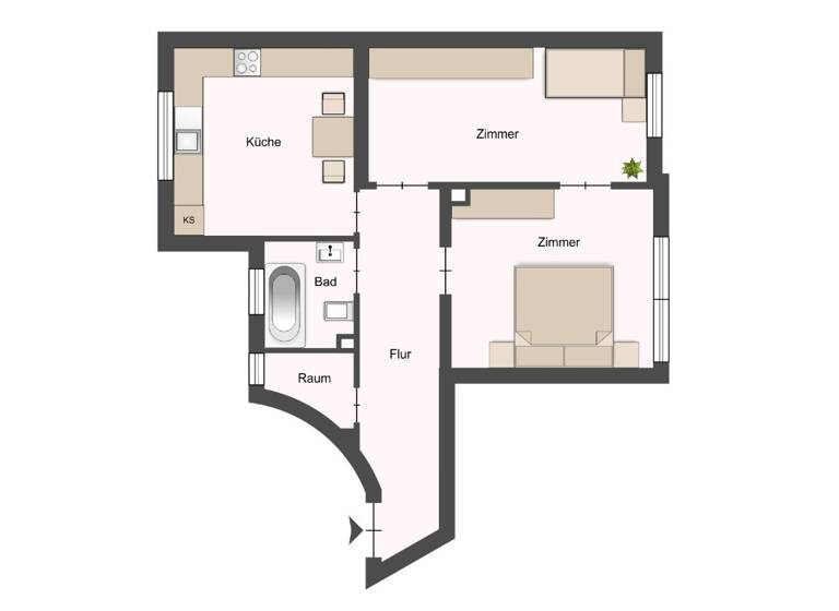 Wohnung zur Miete 740 € 2 Zimmer 61 m² EG frei ab sofort Luzenberg Mannheim 68305