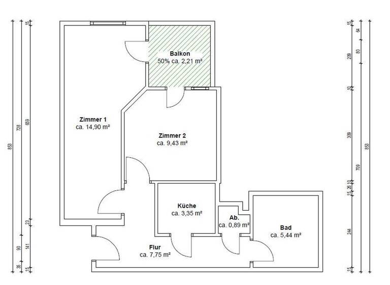 Wohnung zum Kauf provisionsfrei 215.000 € 2 Zimmer 44 m² 2. Geschoss Schwetzingerstadt Mannheim 68165