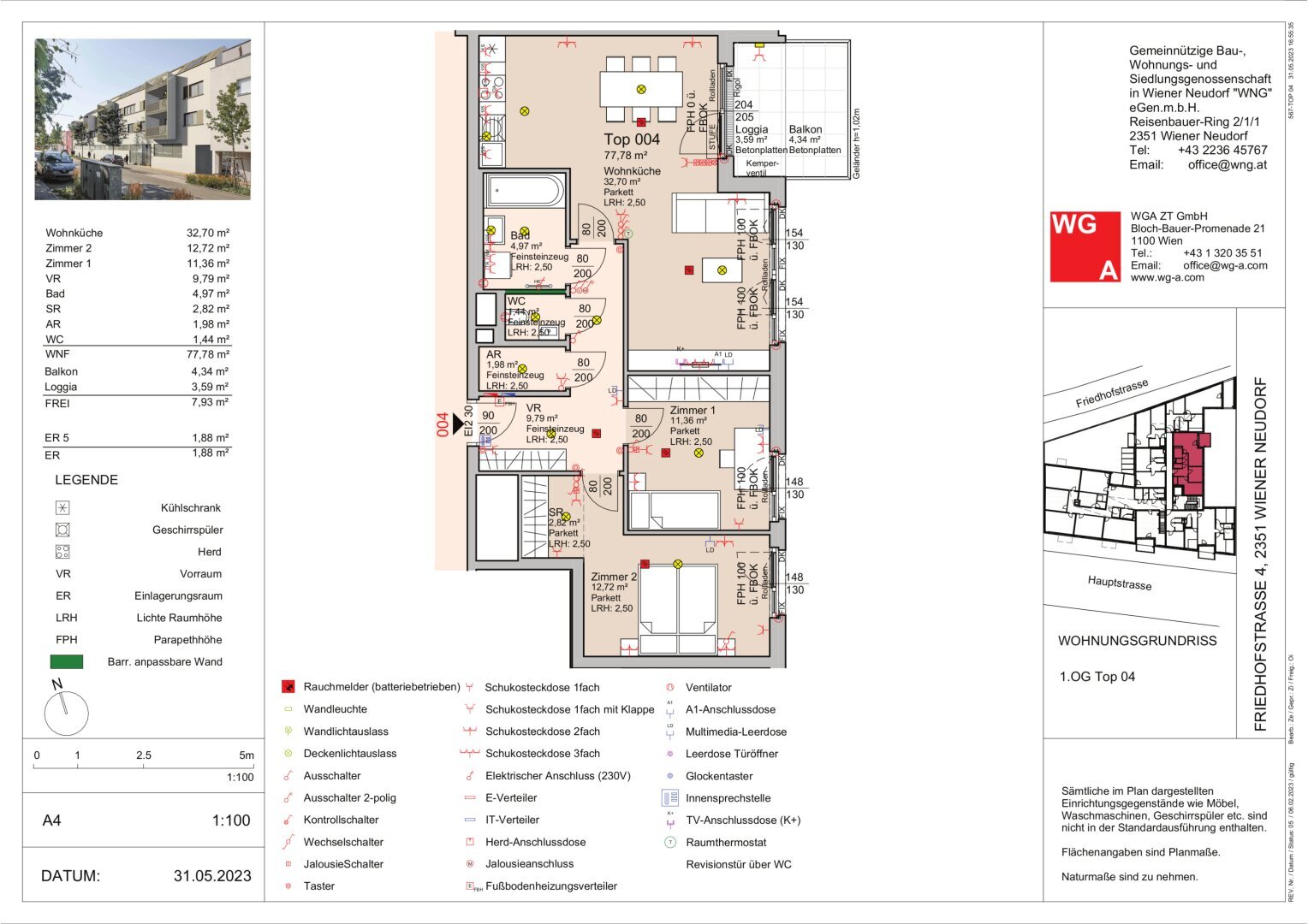 Wohnung zur Miete 1.625 € 3 Zimmer 77,8 m²<br/>Wohnfläche 1.<br/>Geschoss ab sofort<br/>Verfügbarkeit Wiener Neudorf 2351