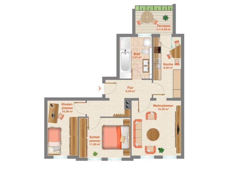Wohnung zum Kauf 65.000 € 3 Zimmer 64,9 m² EG Altenburg 04600