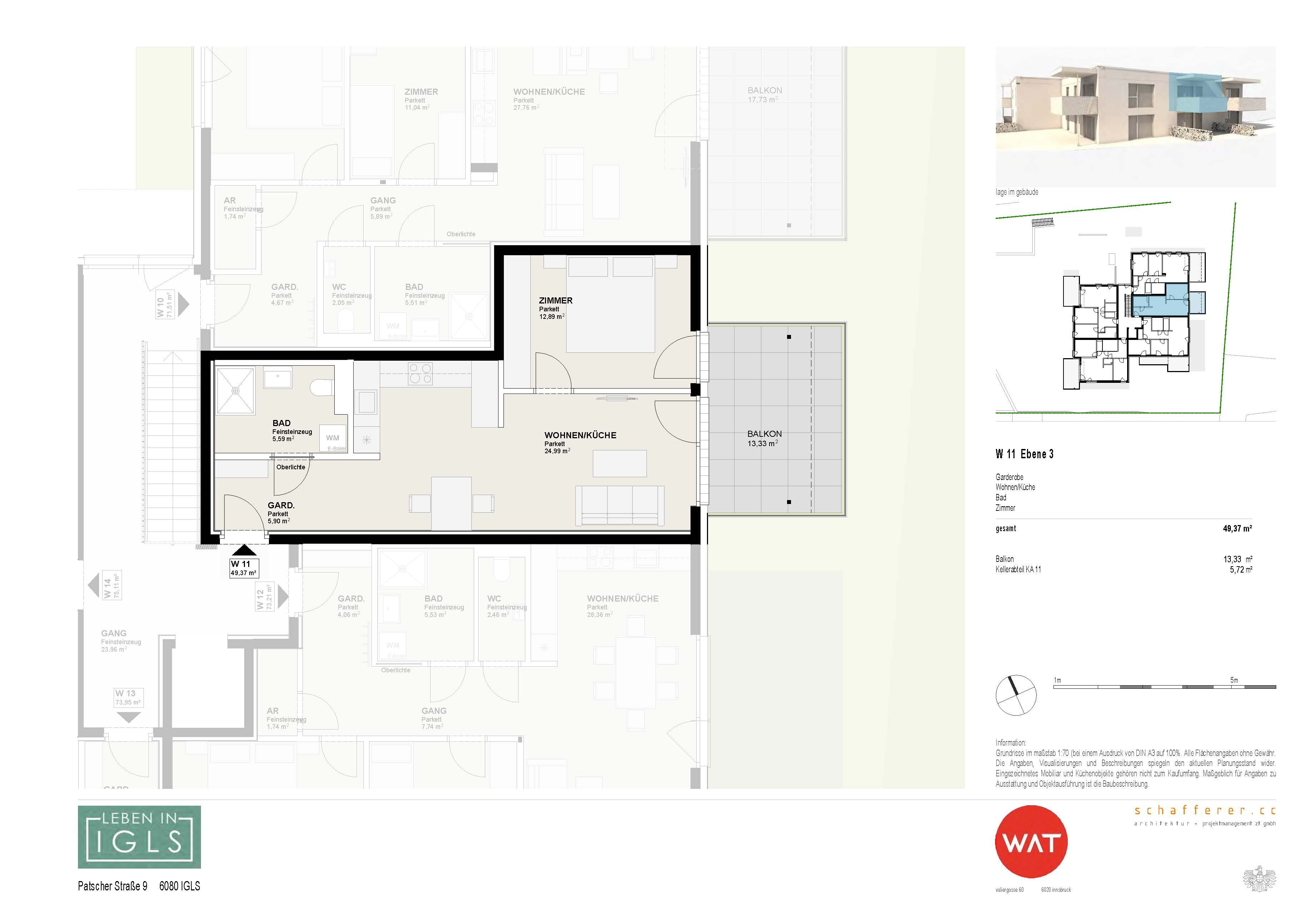 Wohnung zur Miete 1.299 € 2 Zimmer 49,4 m²<br/>Wohnfläche 3.<br/>Geschoss 01.03.2025<br/>Verfügbarkeit Igls Innsbruck 6020