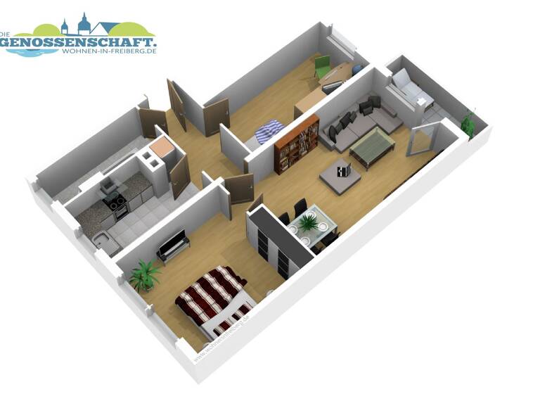 Wohnung zur Miete 389 € 3 Zimmer 58,3 m² 4. Geschoss Karl-Kegel-Straße 62 Freiberg 09599