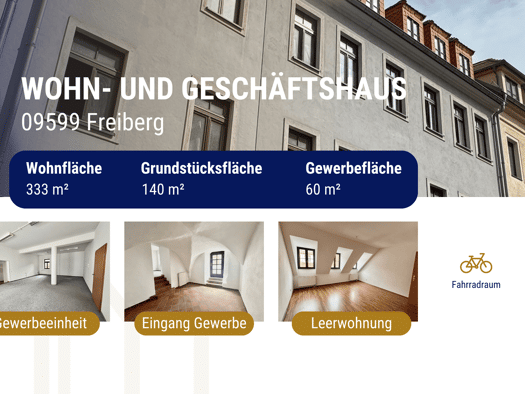 Gewerbeobjekt zum Kauf als Kapitalanlage geeignet 300.000 € 12 Zimmer 393 m² 140 m² Grundstück Freiberg Freiberg 09599