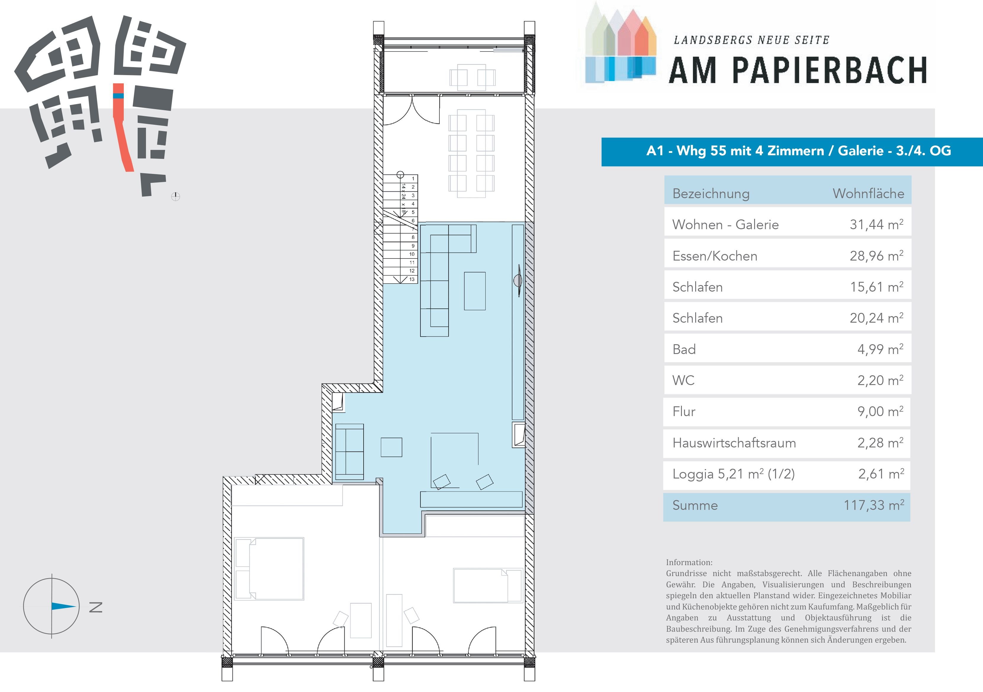 Wohnung zum Kauf provisionsfrei 829.900 € 4 Zimmer 117,3 m²<br/>Wohnfläche 3.<br/>Geschoss Stadtgebiet Landsberg am Lech 86899