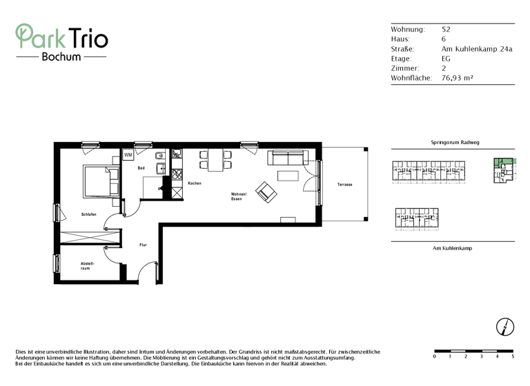 Wohnung zur Miete 1.080 € 2 Zimmer 76,9 m² EG frei ab 01.06.2026 Am Kuhlenkamp 24a Weitmar Bochum 44795