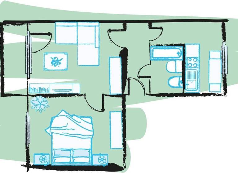 Wohnung zur Miete 262 € 2 Zimmer 50,3 m² 4. Geschoss frei ab 01.05.2026 Rosa-Luxemburg-Allee 50 Hohenstücken Brandenburg 14772