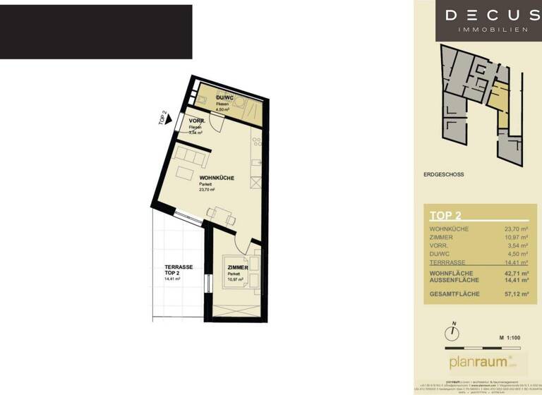 Wohnung zum Kauf - Erstbezug 288.730 € 2 Zimmer 42,7 m² EG Wien 1230