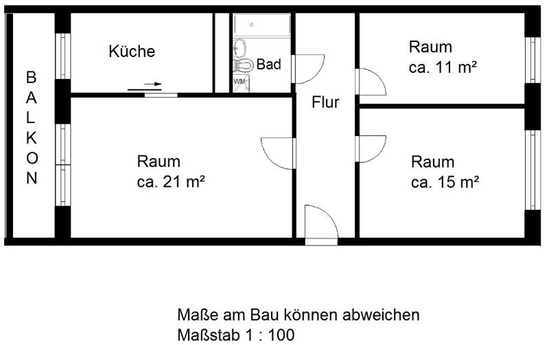 Wohnung zur Miete 344 € 3 Zimmer 68,6 m²<br/>Wohnfläche 4.<br/>Geschoss Grashalmstr. 22 Heide-Nord / Blumenau Halle (Saale) 06120