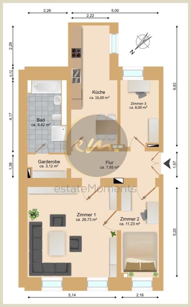 Wohnung zum Kauf als Kapitalanlage geeignet 548.000 € 2 Zimmer 82 m²<br/>Wohnfläche ab 82 m²<br/>Teilbarkeit Prenzlauer Berg Berlin 10119