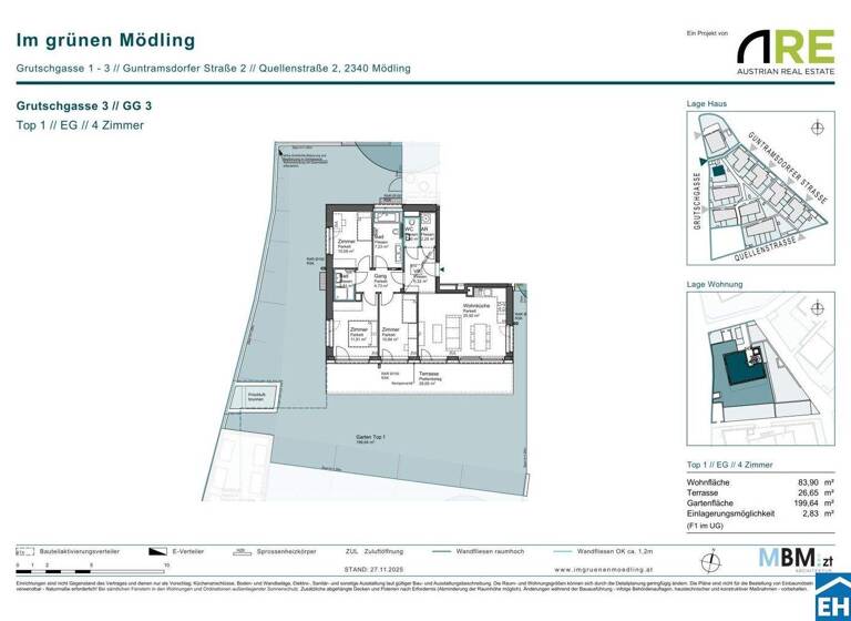 Wohnung zum Kauf - Erstbezug provisionsfrei 529.550 € 4 Zimmer 83,9 m² EG Grutschgasse 3 Mödling 2340