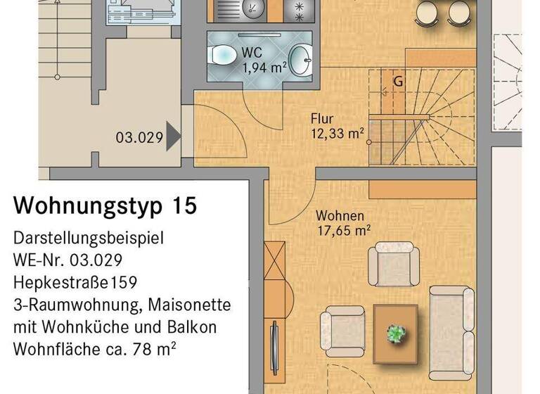 Maisonette zum Kauf als Kapitalanlage geeignet 249.000 € 3,5 Zimmer 78 m² Hepkestraße 159 Tolkewitz/Seidnitz-Nord Dresden 01277