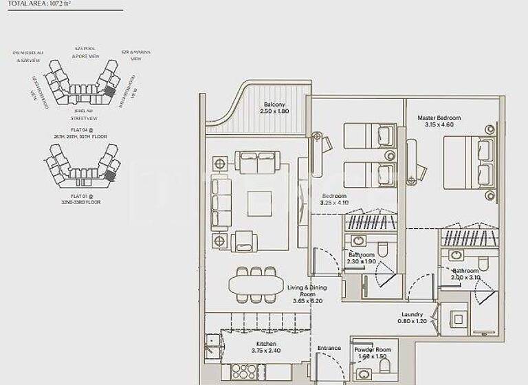 Studio zum Kauf 359.000 € 3 Zimmer 100 m² 32. Geschoss Dubai
