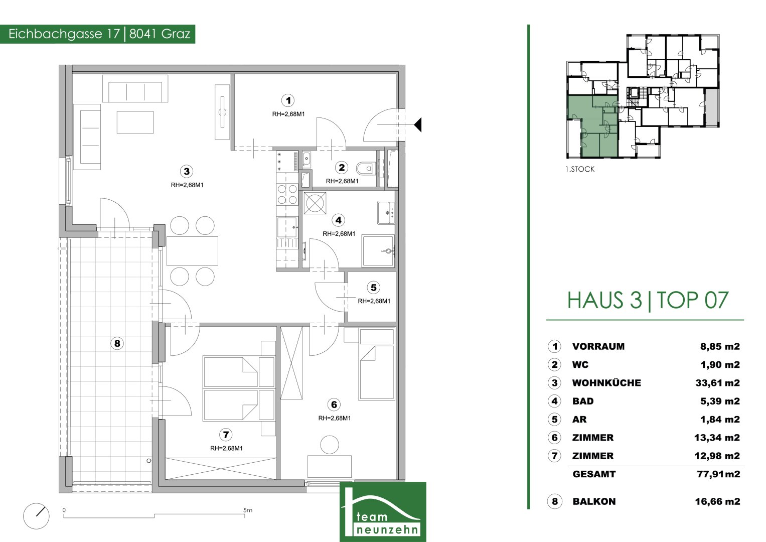 Wohnung zur Miete 972 € 3 Zimmer 77,9 m²<br/>Wohnfläche 1.<br/>Geschoss 01.01.2025<br/>Verfügbarkeit Eichbachgasse 17 Liebenau Graz 8041