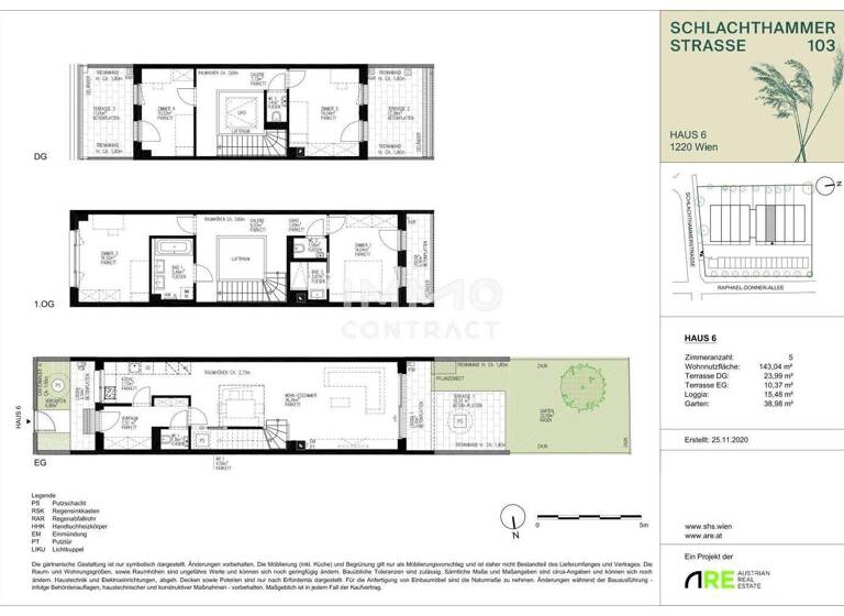 Reihenmittelhaus zur Miete - Erstbezug 2.145 € 5 Zimmer 143 m² Wien 1220