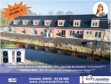 Reihenmittelhaus zum Kauf - Neubau 275.000 € 3 Zimmer 85 m² 215 m² Grundstück frei ab sofort Papenburg - Obenende Papenburg 26871