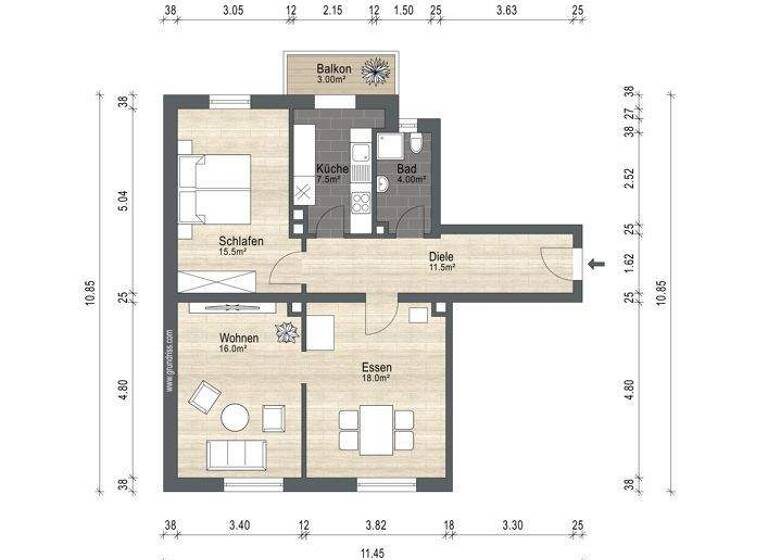 Wohnung zum Kauf 185.000 € 2,5 Zimmer 74 m² 2. Geschoss Sebald Nürnberg 90439