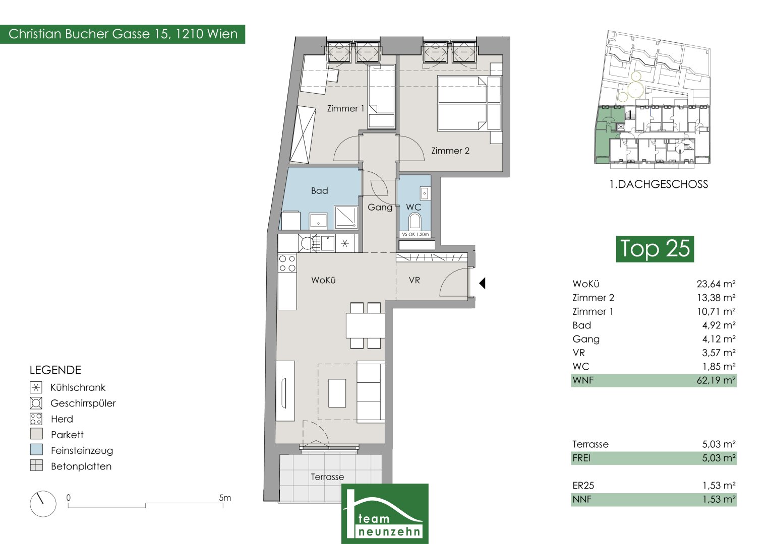 Wohnung zum Kauf provisionsfrei 401.801 € 3 Zimmer 62,8 m²<br/>Wohnfläche Christian-Bucher-Gasse 15 Wien 1210